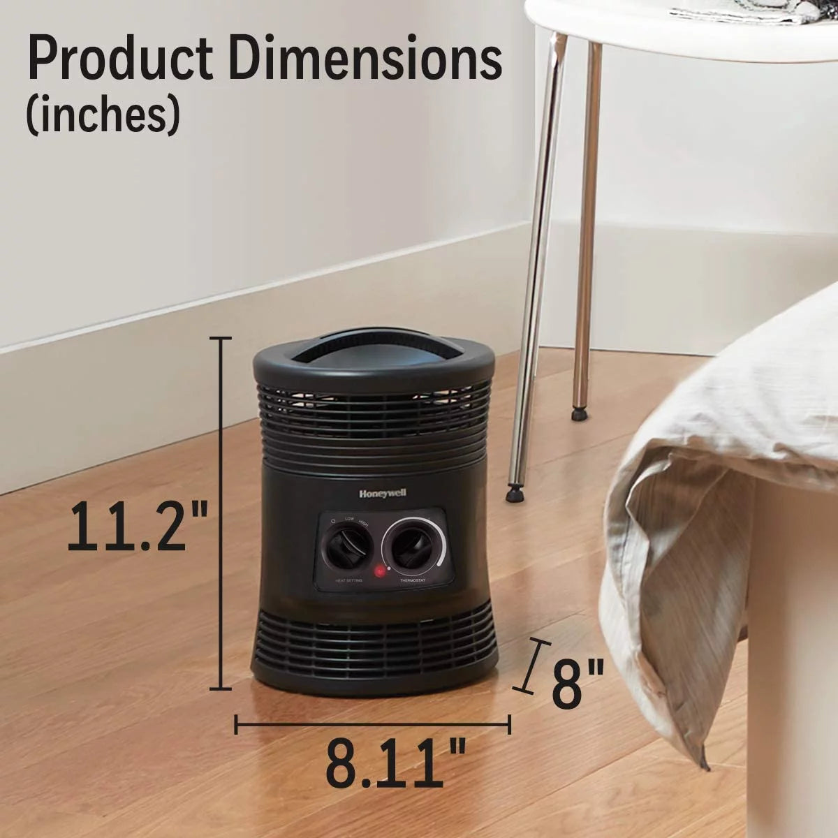 360 Degree Surround Fan Forced Heater Charcoal Grey Portable Heater with Adjustable Thermostat F952029