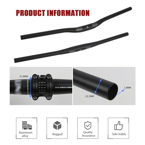 Aluminum Alloy Mountain Bike Handlebar 31.8mm 15mm Rise L55932