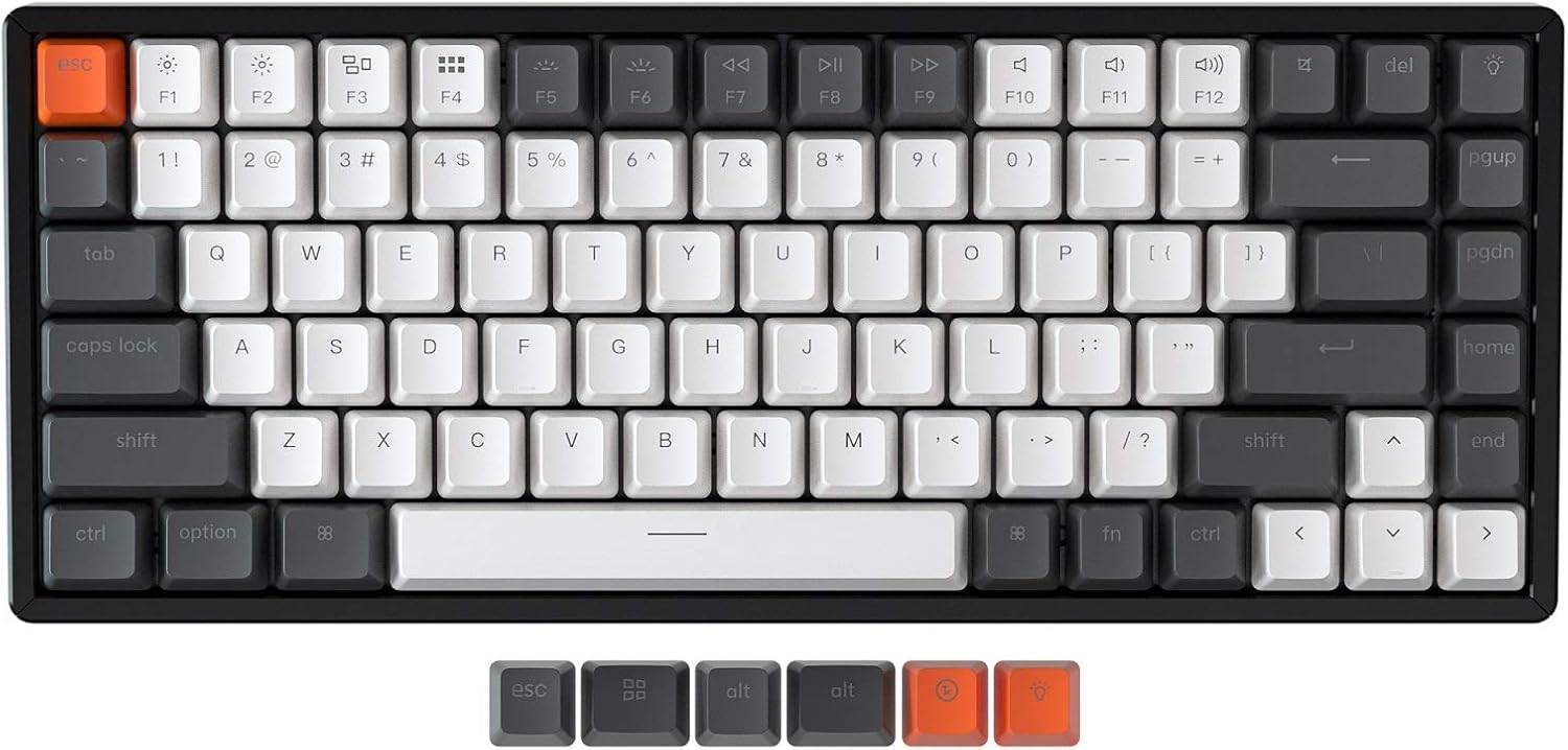 75% Layout 84 Keys Hot-swappable Bluetooth Wireless/USB Wired Mechanical Keyboard with Gateron G Pro Brown Switch L854