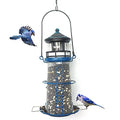 Blue 14" Solar Bird Feeder with Rotating Beacon LED Light A806