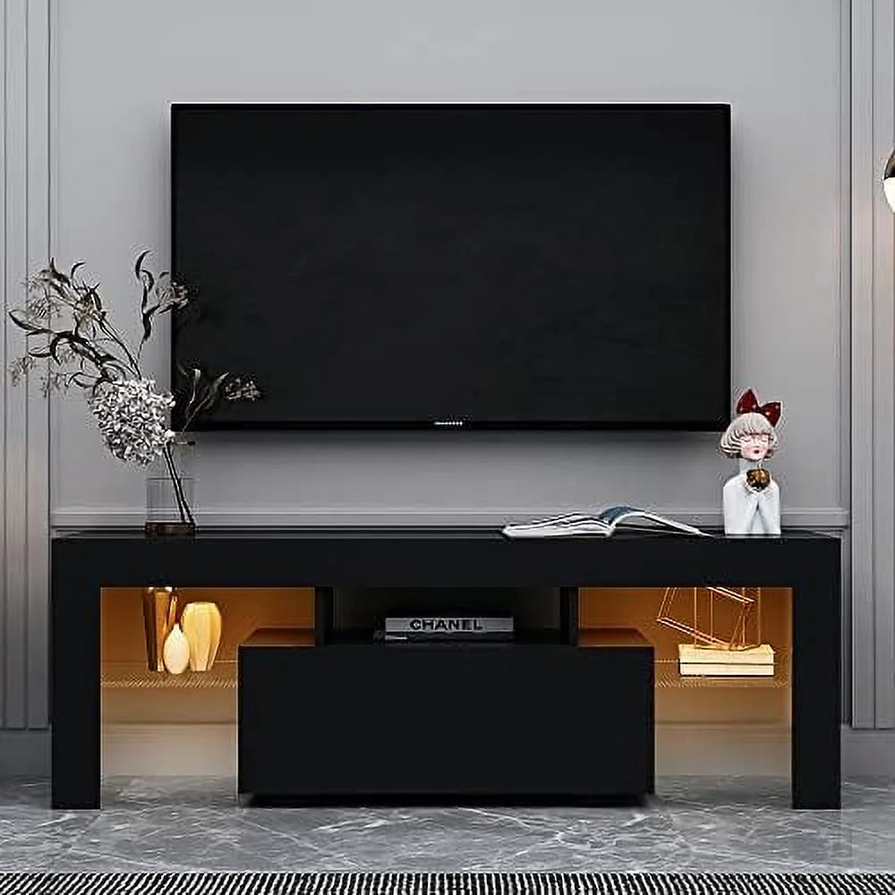 Modern TV Stand with 2 Cabinets Entertainment Center Wood TV Unit V2998