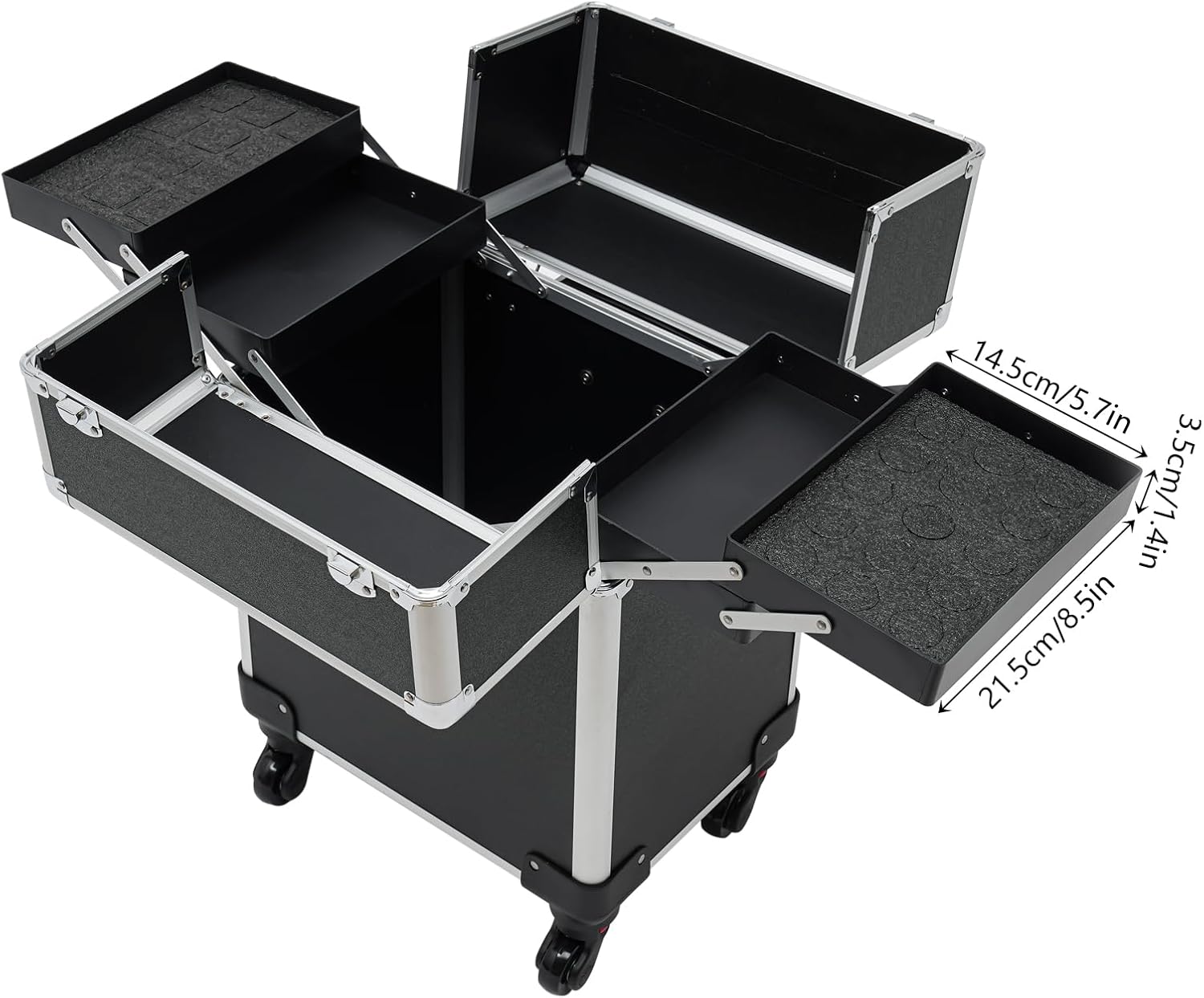 4 in1 Rolling Makeup Case with 4 Trays Q31882