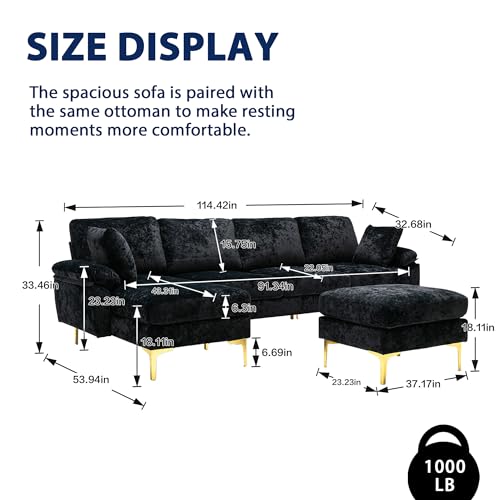 Purple U-shaped Sectional Sofa with Ottoman D875