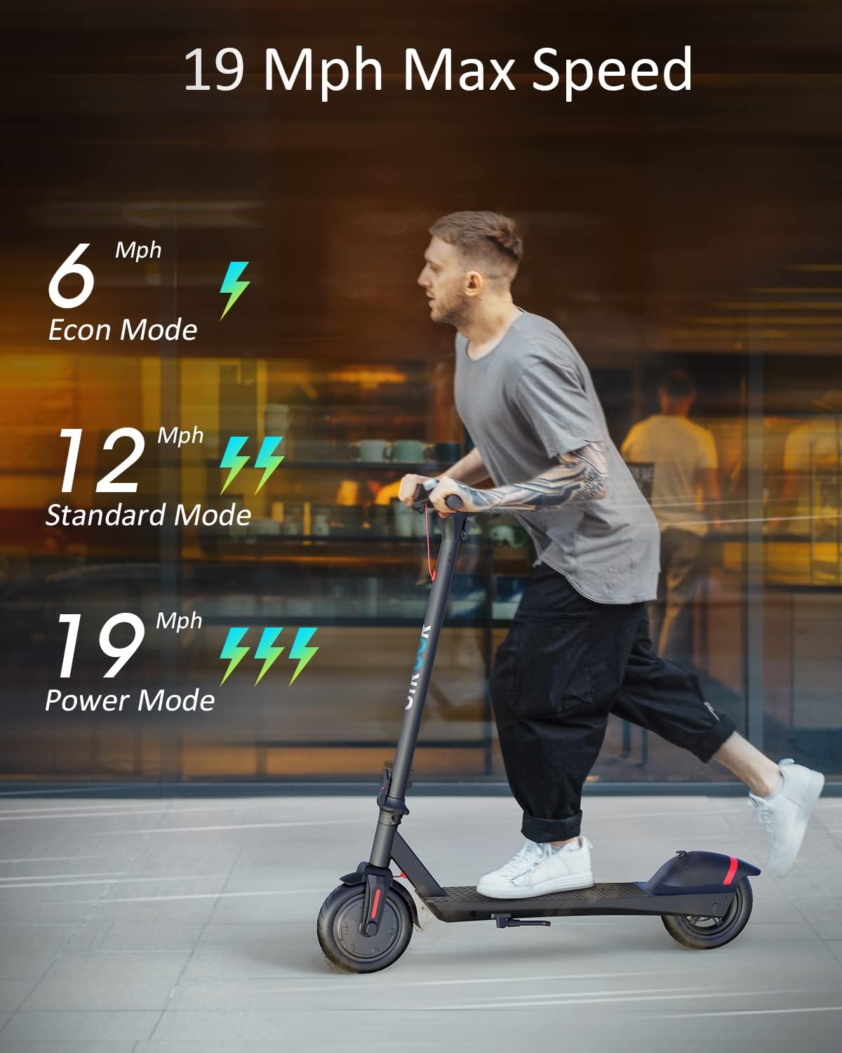 Electric Scooter with 23 Miles Range, 19 Mph, 380W Motor, 8.5" Pneumatic Tire B552