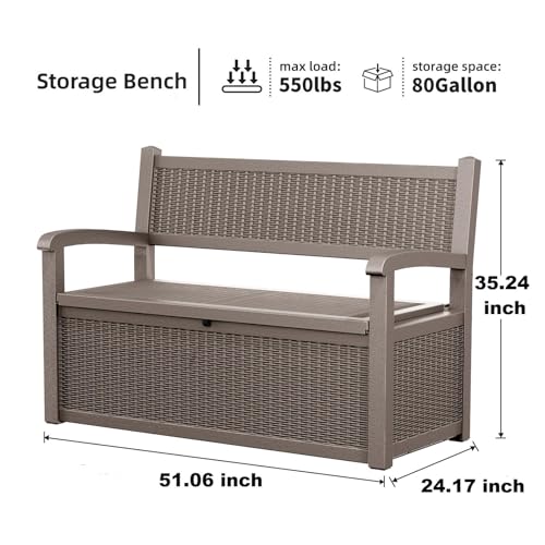 Black 80 Gallon Waterproof Lockable Storage Bench Deck Box O3998