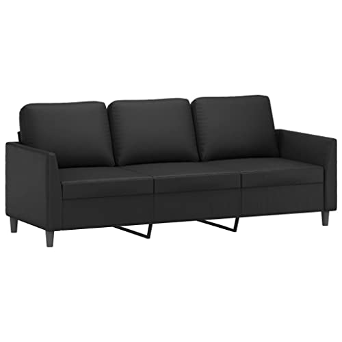 2 Piece Black Faux Leather Sofa Set with Metal Frame L72335
