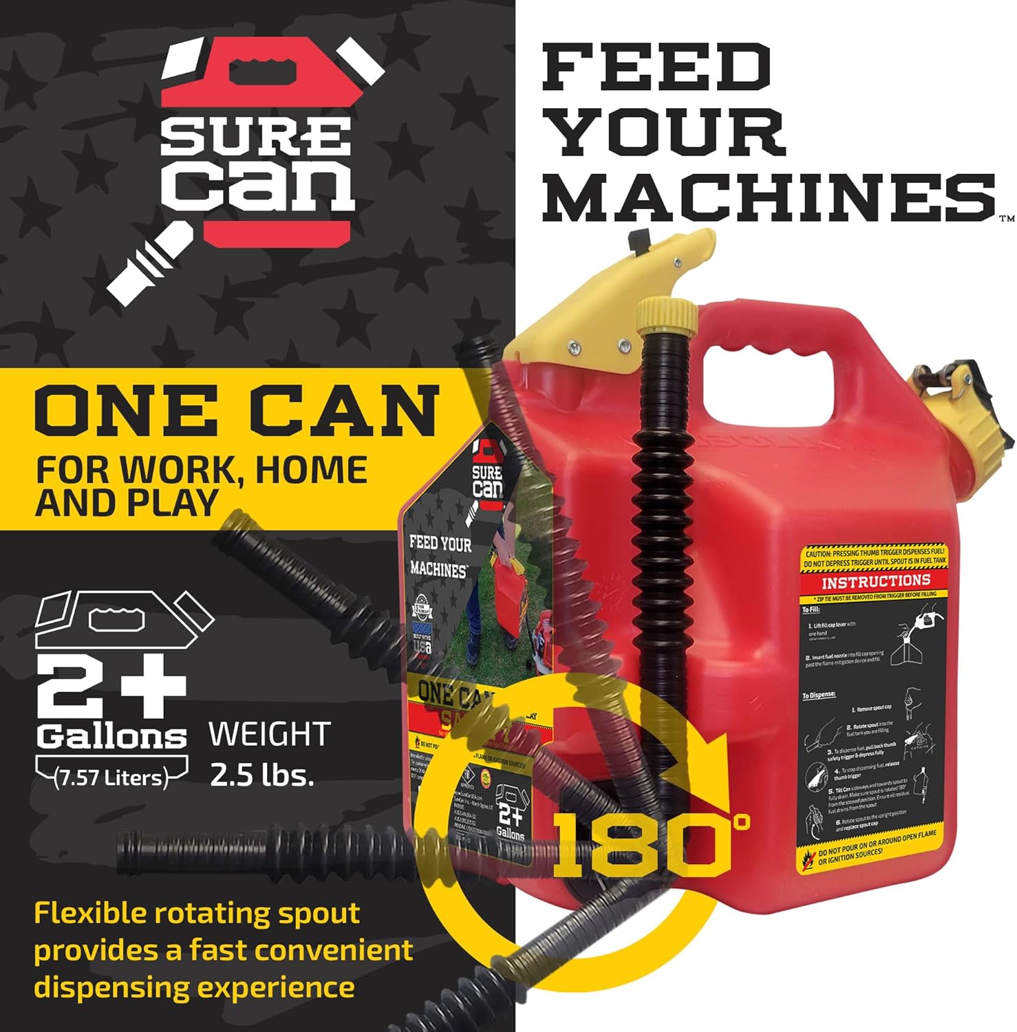 2 Gallon Red Safety Container with Rotating Spout W839742
