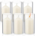 2.5 x 8 Inch Clear Glass Cylinder Candle Holder with Unscented Pillar Candles E986