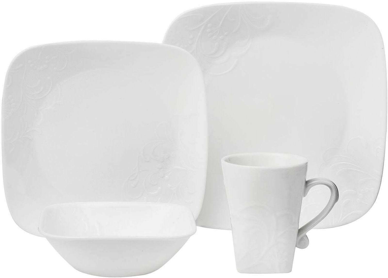 16-pc Square Embossed Dinnerware Set O3574