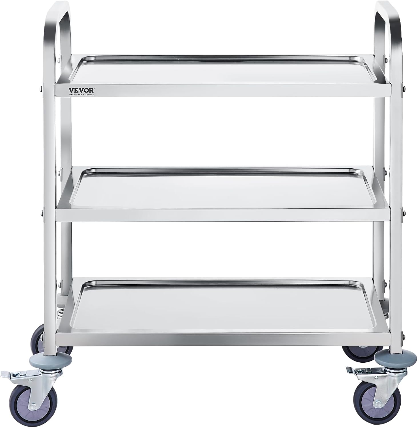 Stainless Steel 3 Shelves Rolling Lab Cart with Foot Brake T7239