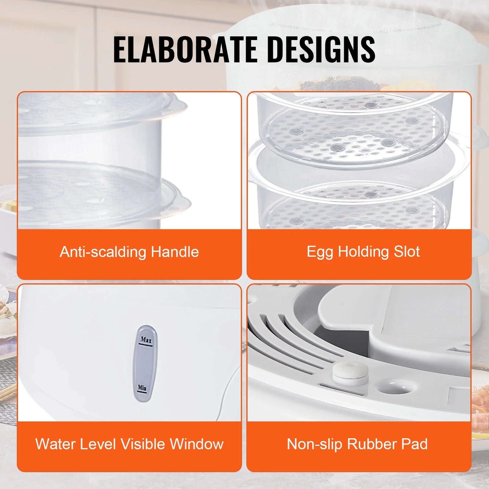7.4Qt Electric Food Steamer 2-Tier 800W F7464