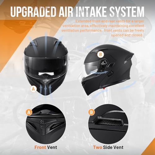 Matte Black Modular Full Face Motorcycle Helmet J10014