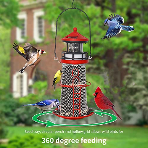 Blue 14" Solar Bird Feeder with Rotating Beacon LED Light A806
