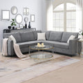 Gray L-Shape Upholstered Sectional Sofa with 3 Pillows U588