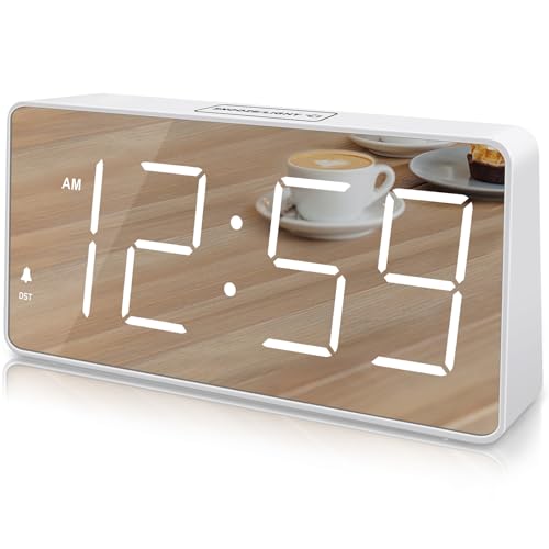 Large Digital Alarm Clock with USB Charger Port, Black with Green Digits Y171605