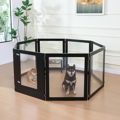 White 6 Panel Acrylic Dog Playpen with Door D926