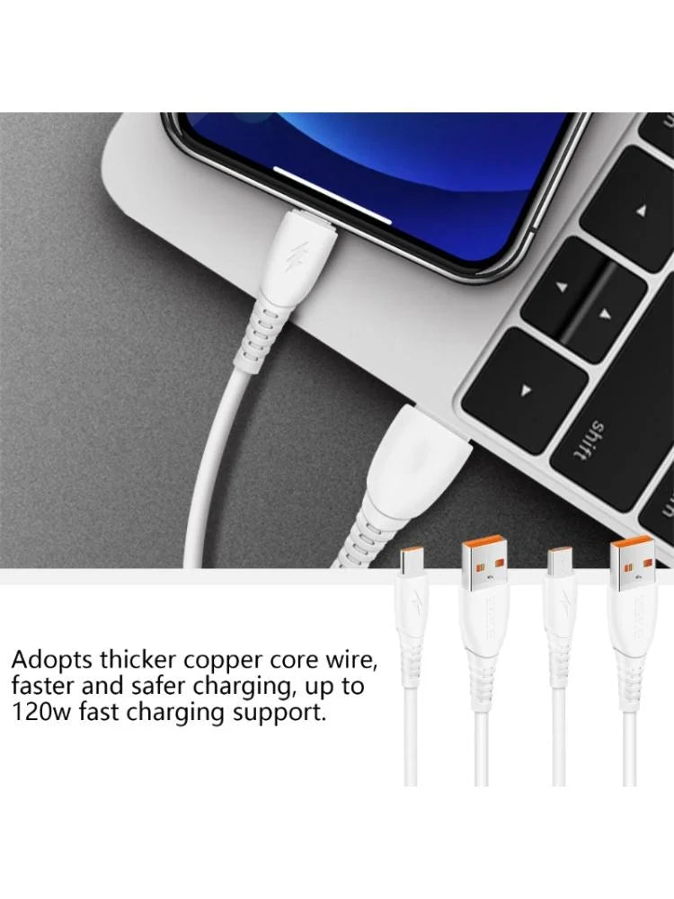 USB to Type C/Micro USB Data Cable, 6A Quick Charging Power Cable T88872