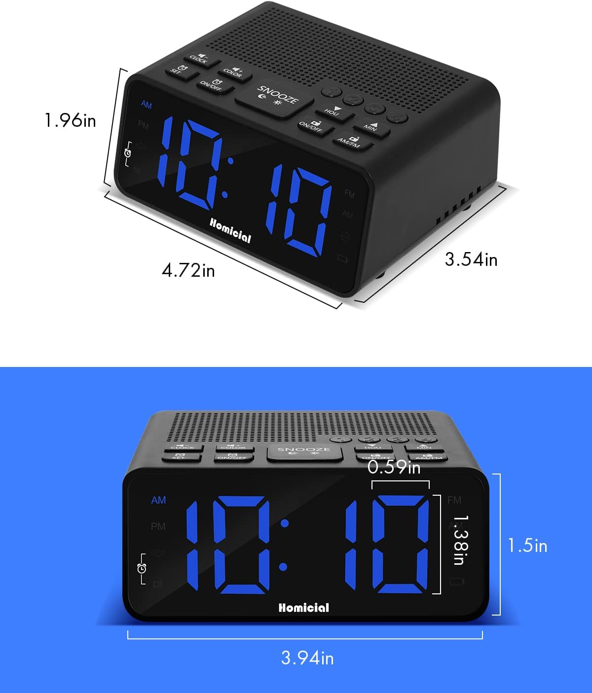 1.4” LED Digital Alarm Clock Radio with AM/FM Radio O79935
