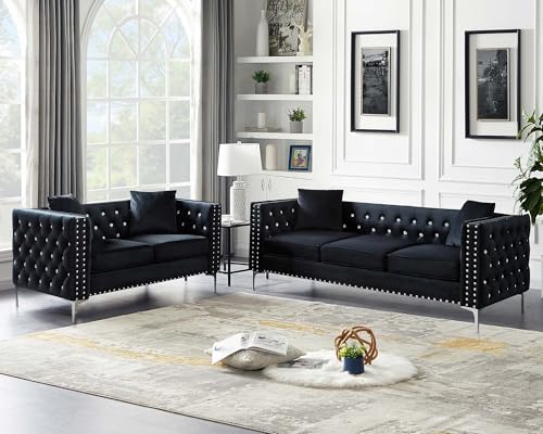 Blue Velvet 2 Piece Sofa Set D426