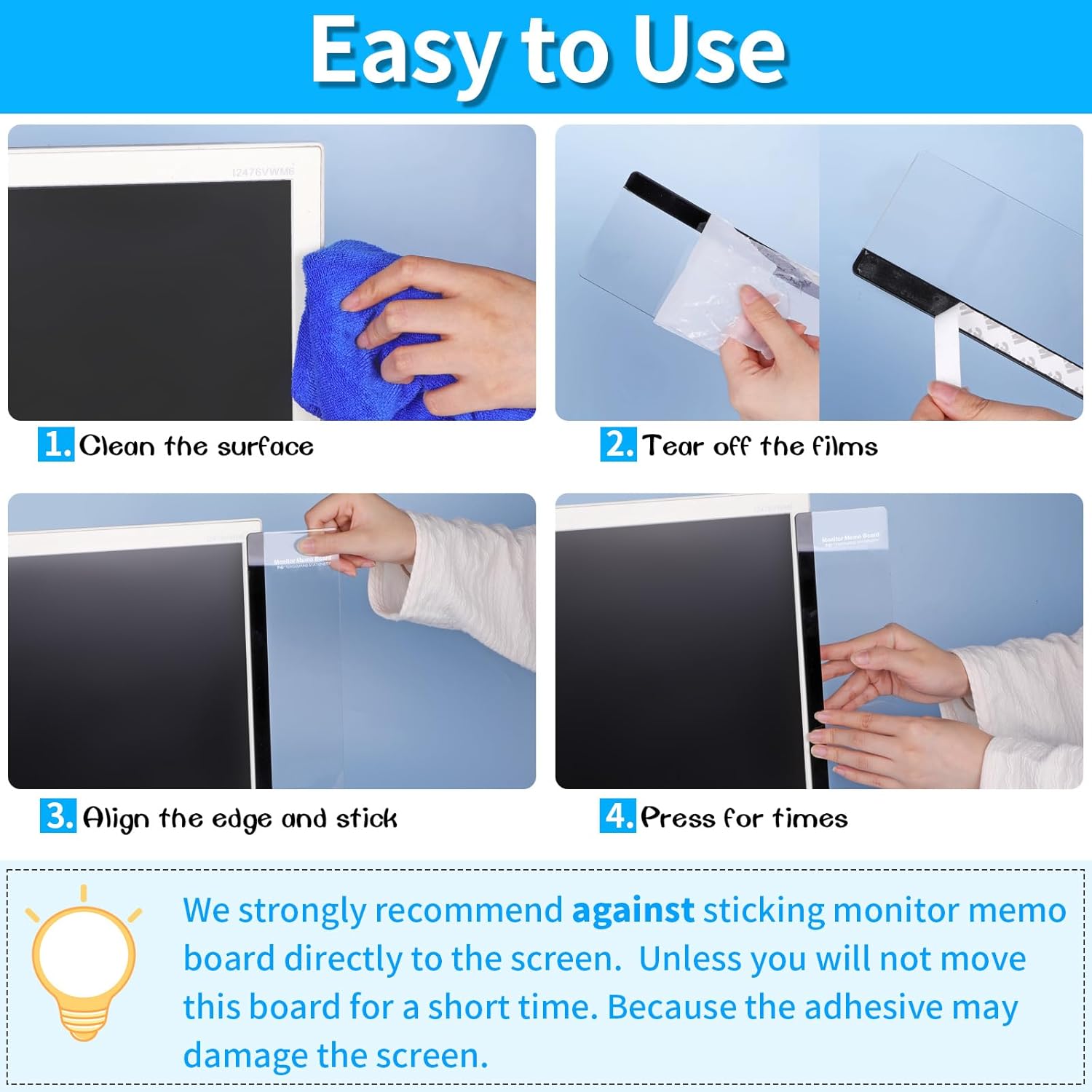 4PCS Acrylic Computer Monitor Memo Board E7239