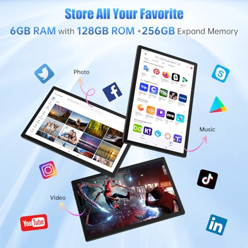 Space Gray 14 Inch Android 13 Tablet with 1200P IPS HD Screen, 8 Core, 6GB+128GB, Wi-Fi 5, 10000mAh Battery, 5MP+32MP Cameras E788