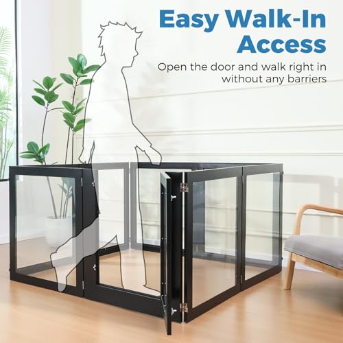 White 6 Panel Acrylic Dog Playpen with Door D926