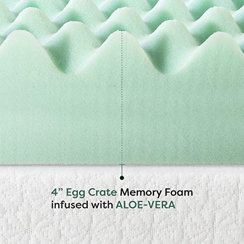 2 Inch Egg Crate Memory Foam Mattress Topper, Full, Green A12647