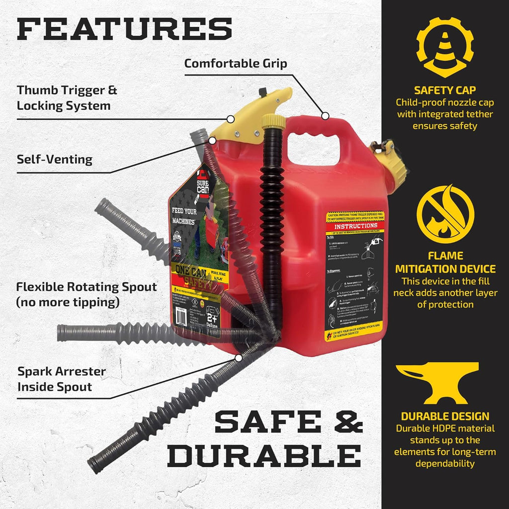 2 Gallon Red Safety Container with Rotating Spout W839742