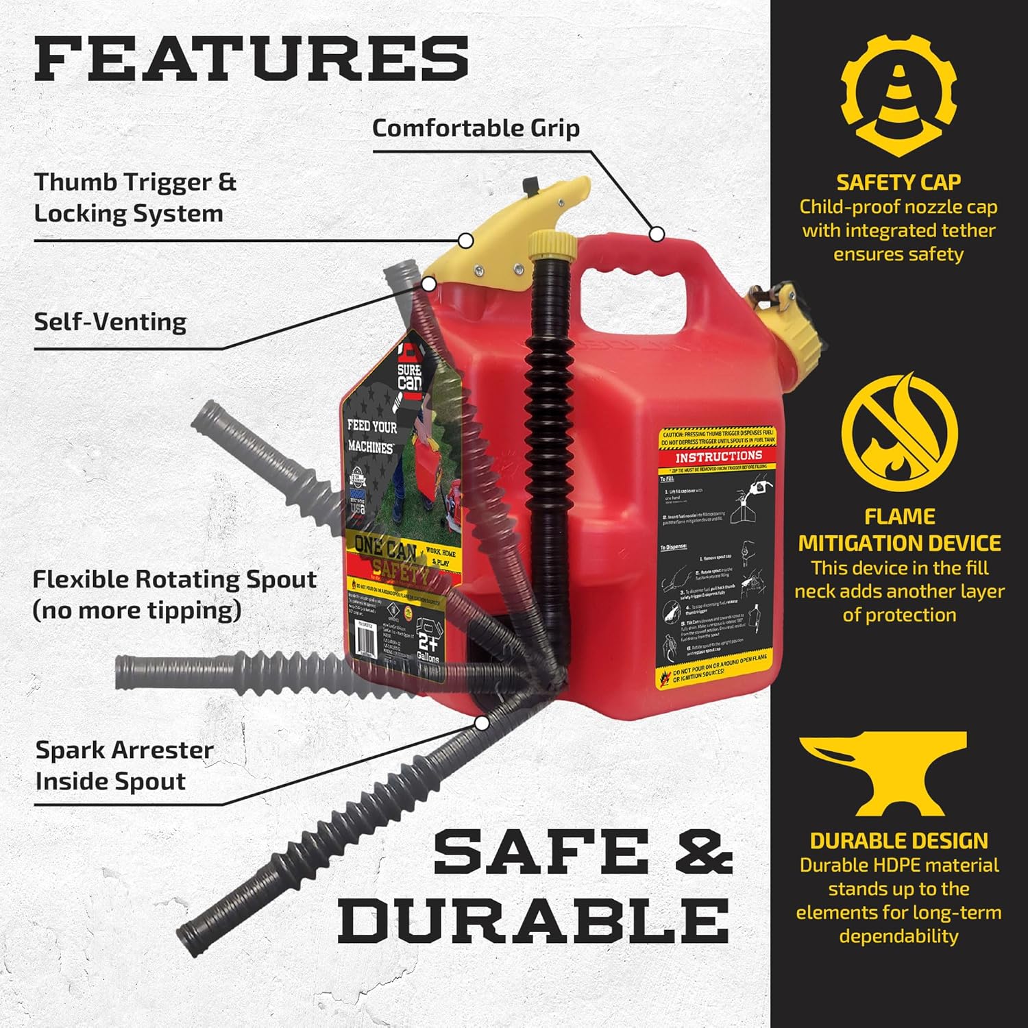 2 Gallon Red Safety Container with Rotating Spout W839742