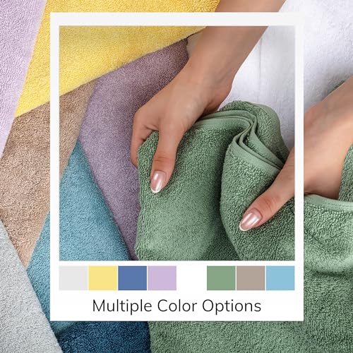 6 Pcs 100% Turkish Cotton Bath Towel Set Green Q610