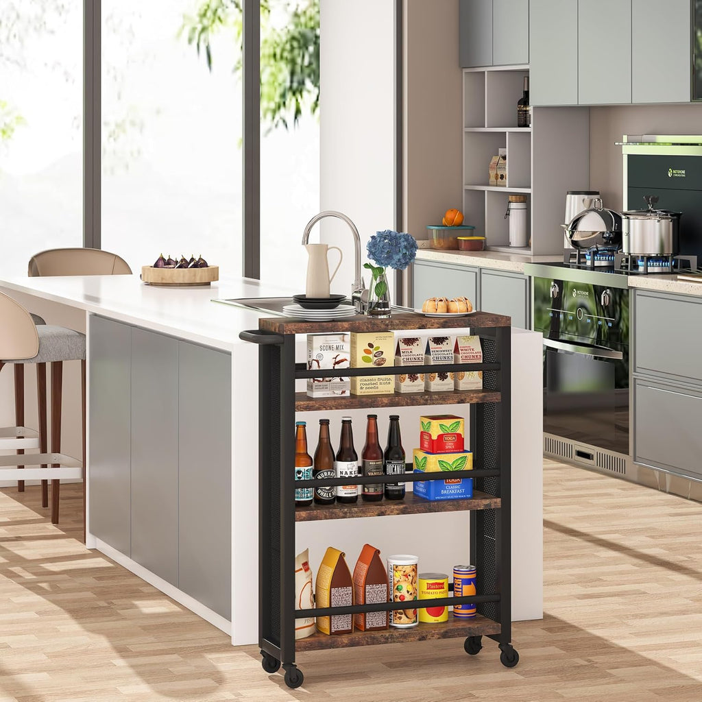 4-Tier Metal Rolling Storage Cart with Handle R470