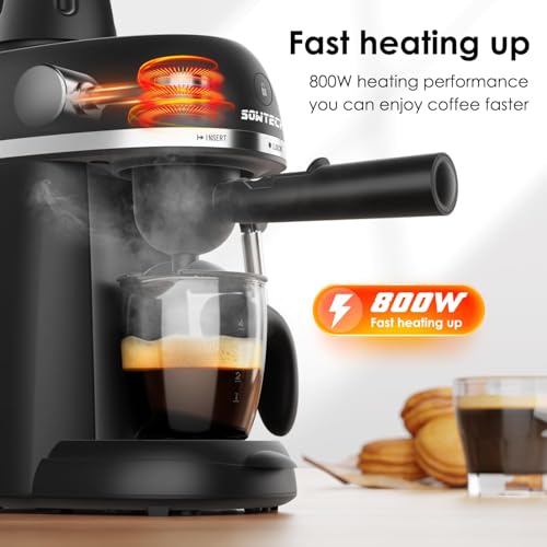 Black 3.5 Bar Espresso Coffee Machine with Steam Milk Frother C50036