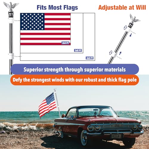 6FT Stainless Steel Flagpole Kit with Holder Bracket V303