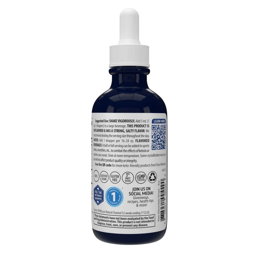 Keto Electrolyte Drops, Gluten Free, Vegan, 24 Servings K9489