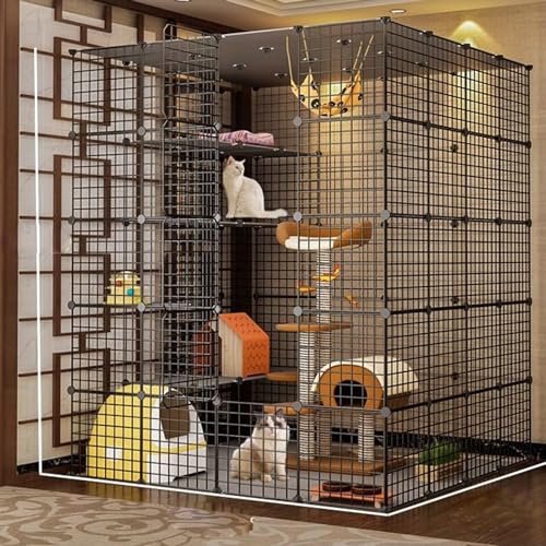Large Cat Cage with Balcony Detachable Metal Wire Kennels Crate N5434