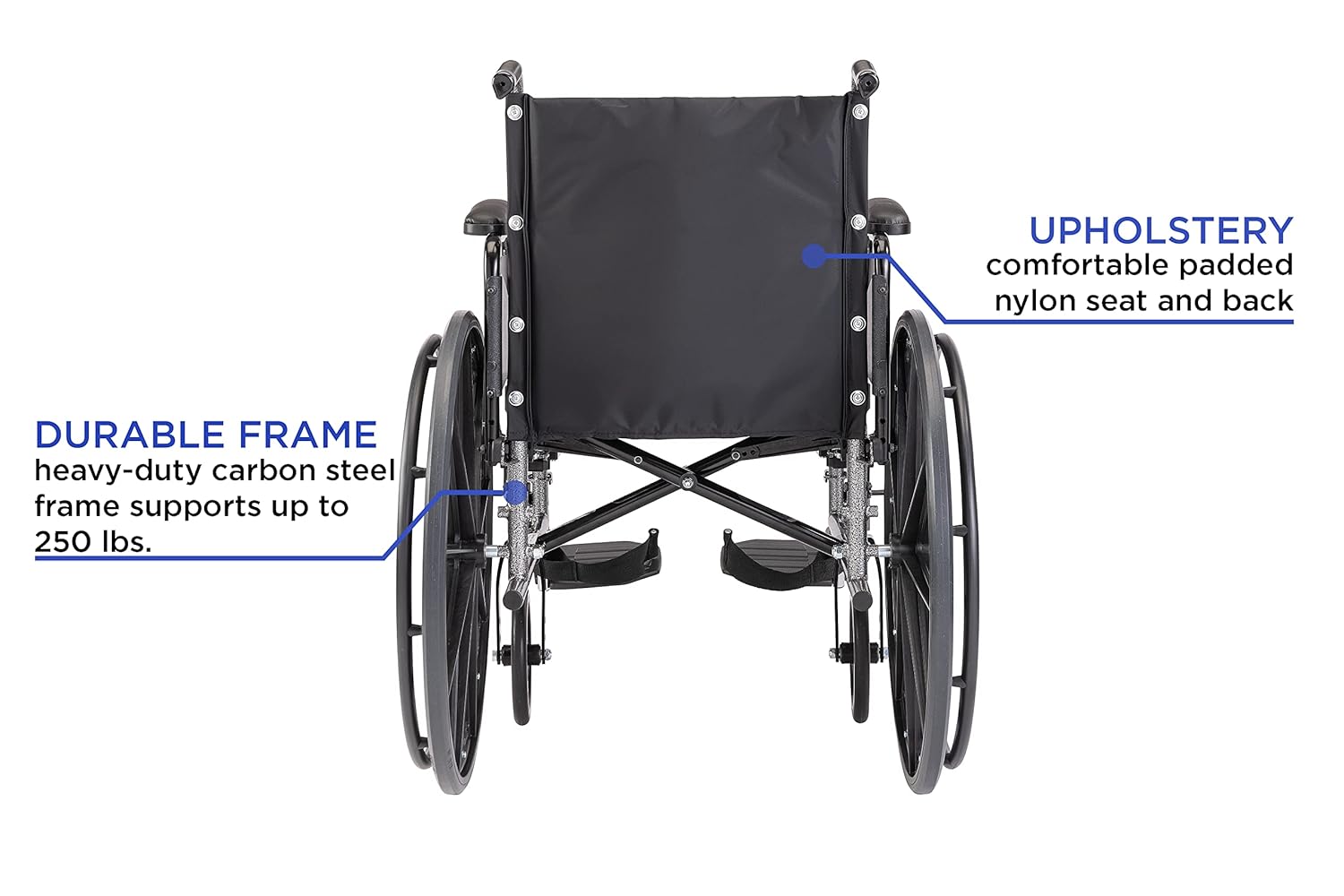 Folding Wheelchair 22 Inch Seat with Padded Legrests & Desk Arms E31931