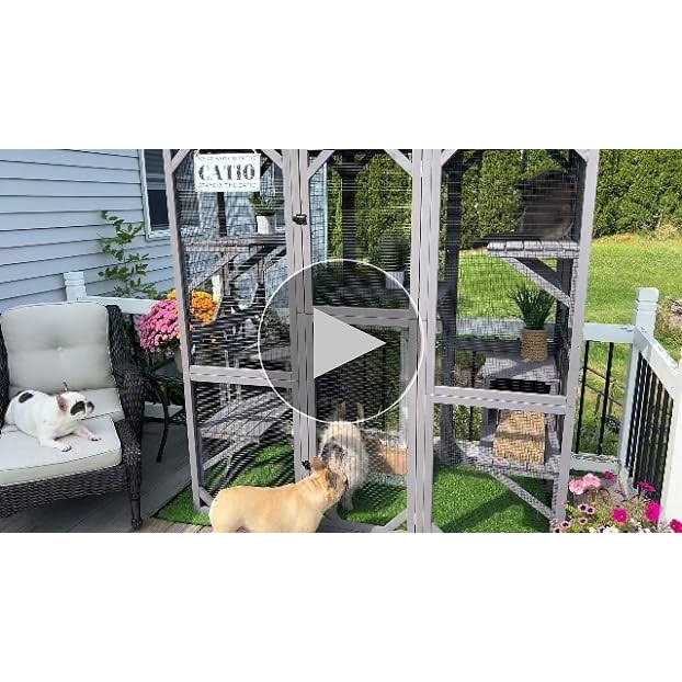 Large Cat House Outdoor Cat Enclosure Indoor Cage Kitty Condo Playpen with Door L207691