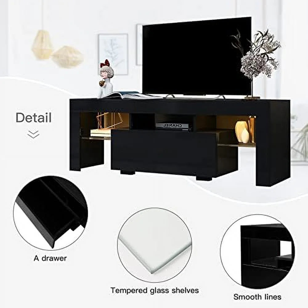 Modern TV Stand with 2 Cabinets Entertainment Center Wood TV Unit V2998