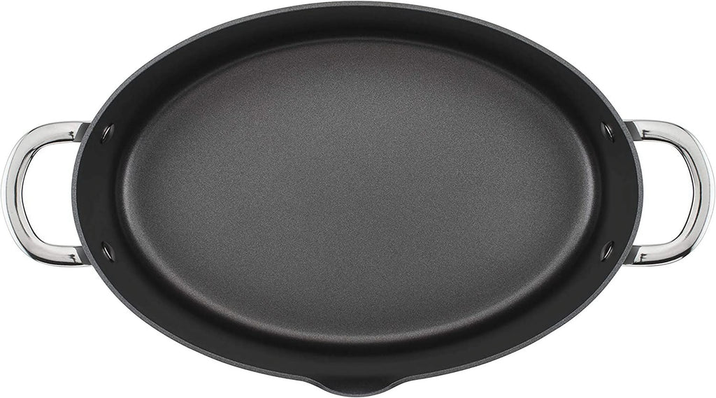 Hard Anodized 8 Quart Non-stick Oval Pasta Pot and Braiser Y660891