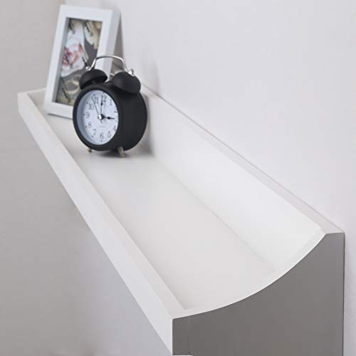 White 24” Solid Pine Wood Wall Shelf with 5 Hooks Q55203