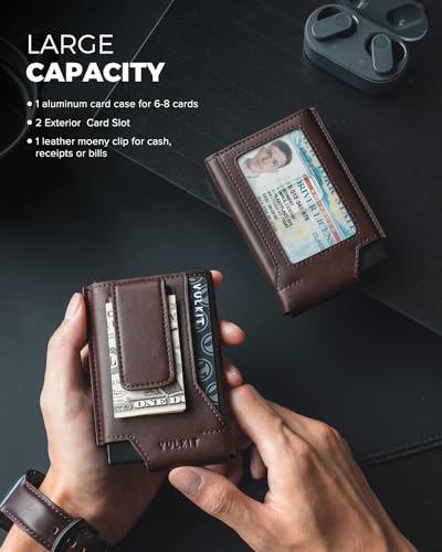 Slim Leather RFID Blocking Wallet with Money Clip B55975