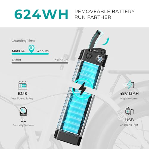 20" Electric Bike with 1000W Peak Motor, 624WH Removable Battery, Folding Fat Tire Bike W993