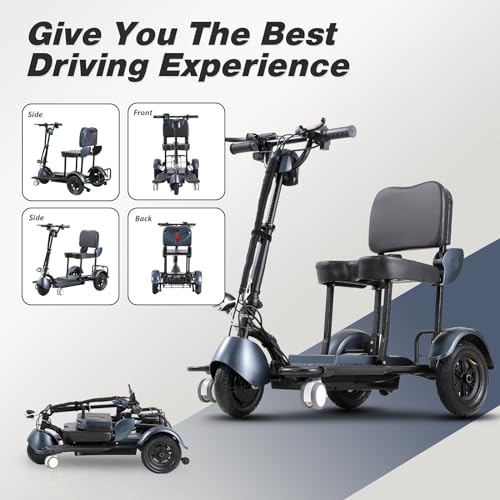 Blue 3-Wheel Folding Mobility Scooter H1530