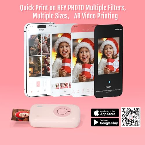 Pink Mini Portable Photo Printer with Bluetooth U1027