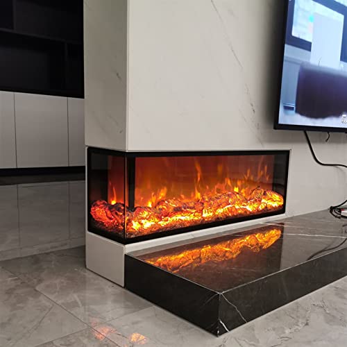 Electric Fireplace L-shaped Corner Decorative Embedded Simulation 3D Flame With Remote Control F65848