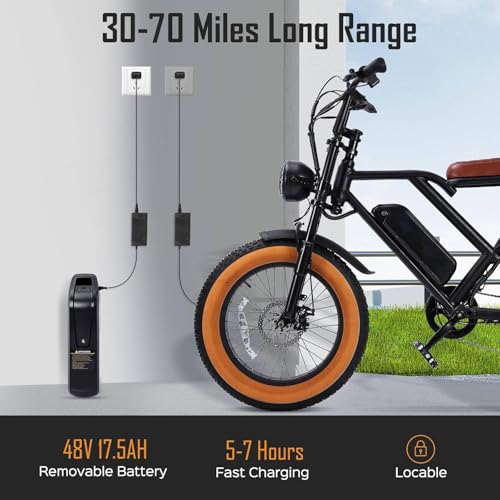 1000W 20" Fat Tire 48V 17.5AH Removable Battery Electric Bike M44800