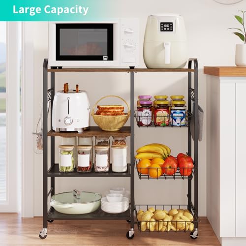 Rolling Kitchen Microwave Cart with Pull-Out Baskets and Wheels H88561