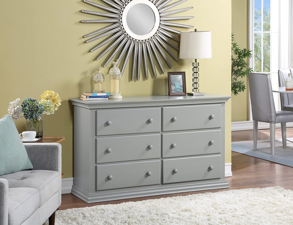 Gray Double Dresser with Six Drawers Y579