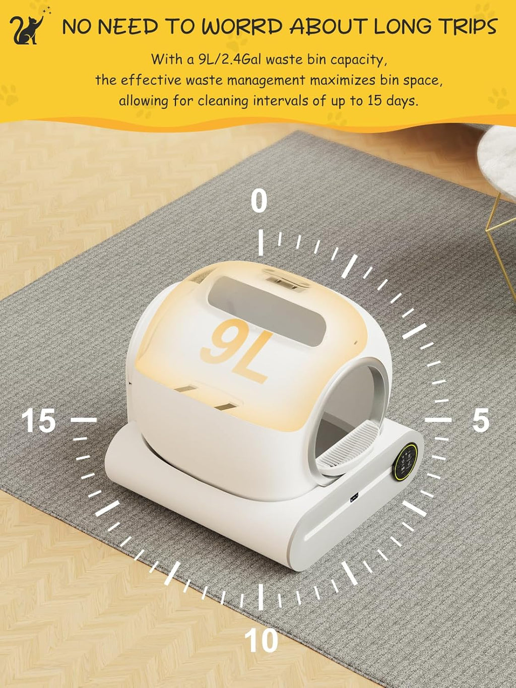 65L+9L Capacity Self-Cleaning Litter Box X1386