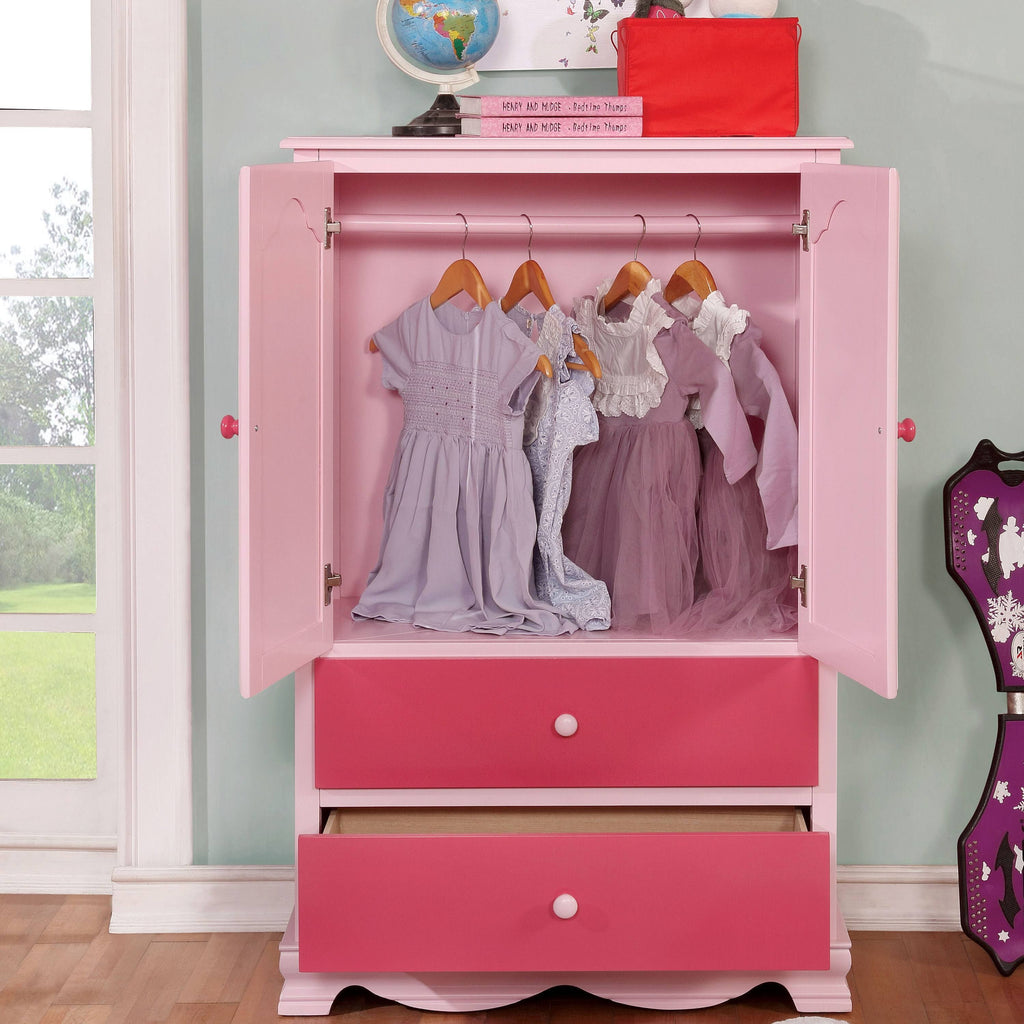 Pink Solid Wood Youth Armoire D77672